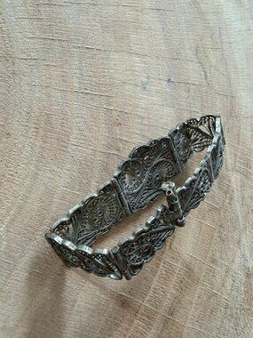 Vintage Silver Filigree Butterfly Bracelet